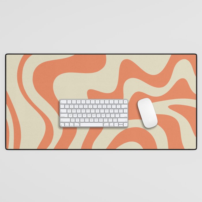 Liquid Swirl Abstract Pattern in Pumpkin Orange and Beige  Desk Mat Gallery Image 1