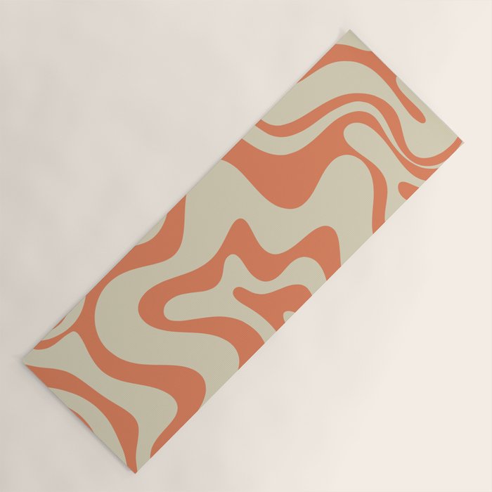 Liquid Swirl Abstract Pattern in Pumpkin Orange and Beige  Yoga Mat Gallery Image 1