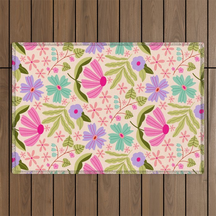 Colorful Garden - summer vibe Outdoor Rug Gallery Image 1