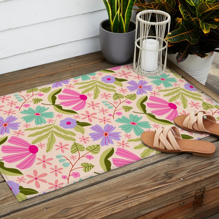 Colorful Garden - summer vibe Outdoor Rug Gallery Image 2