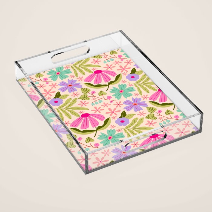 Colorful Garden - summer vibe Acrylic Tray Gallery Image 1