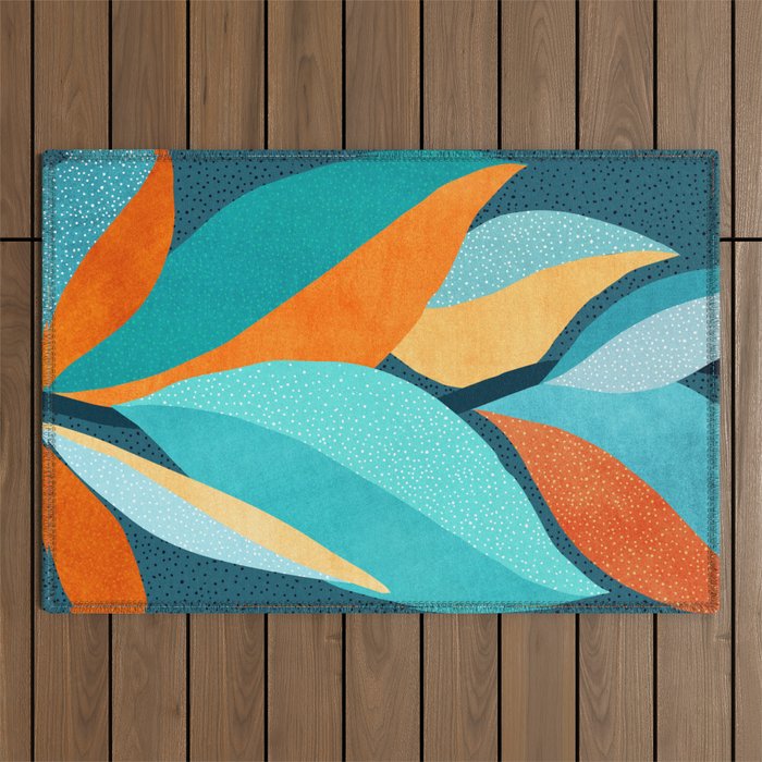 Abstract Tropical Foliage Outdoor Rug Gallery Image 1