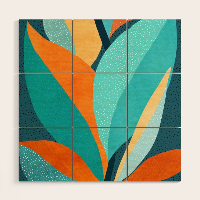 Abstract Tropical Foliage Wood Wall Art Gallery Image 1