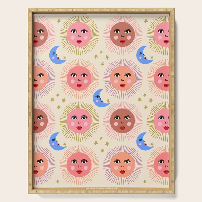 Retro Sun and Moon  Serving Tray Gallery Image 1