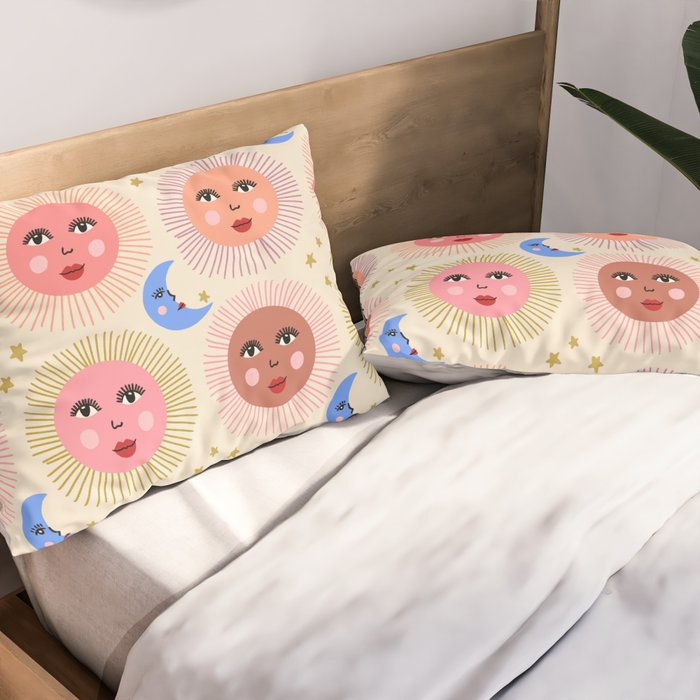 Retro Sun and Moon  Pillow Sham Gallery Image 2