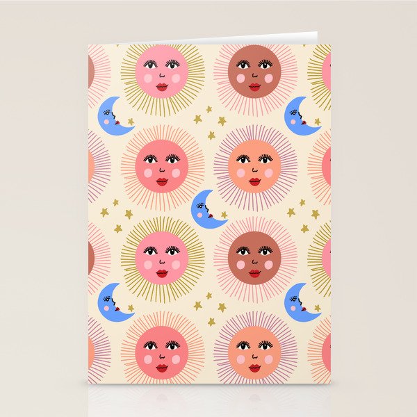 Retro Sun and Moon  Stationery Card Gallery Image 1