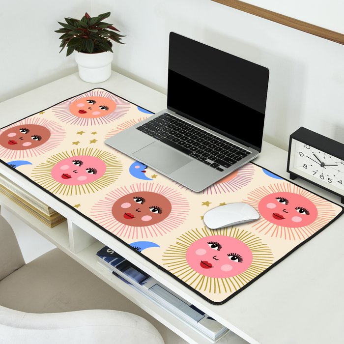 Retro Sun and Moon  Desk Mat Gallery Image 2