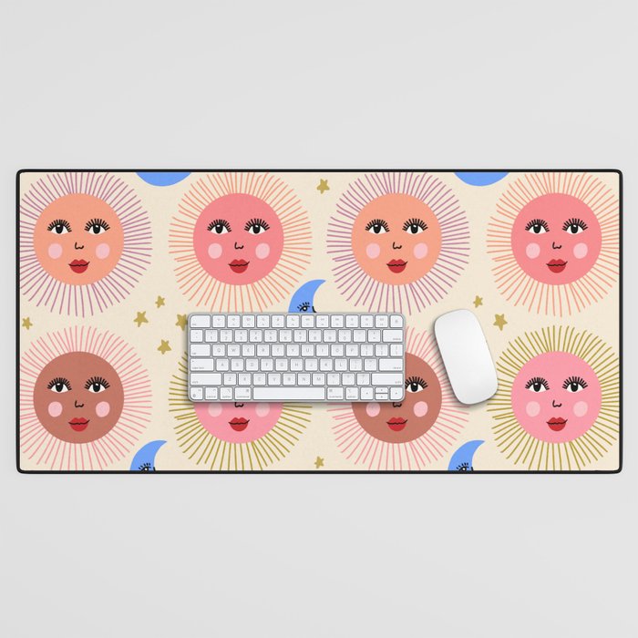 Retro Sun and Moon  Desk Mat Gallery Image 1