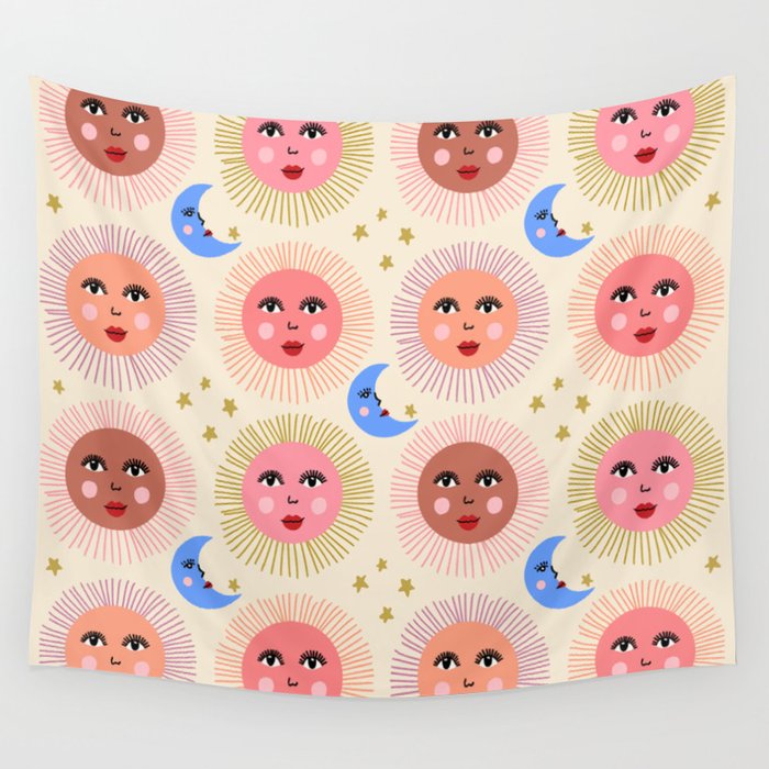 Retro Sun and Moon  Wall Tapestry Gallery Image 4