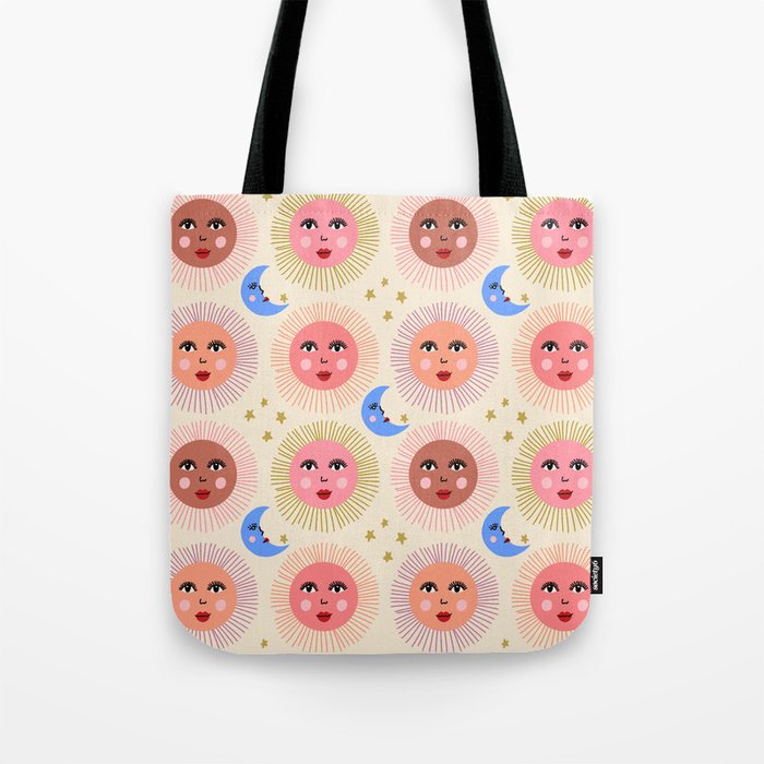 Retro Sun and Moon  Tote Bag Gallery Image 1