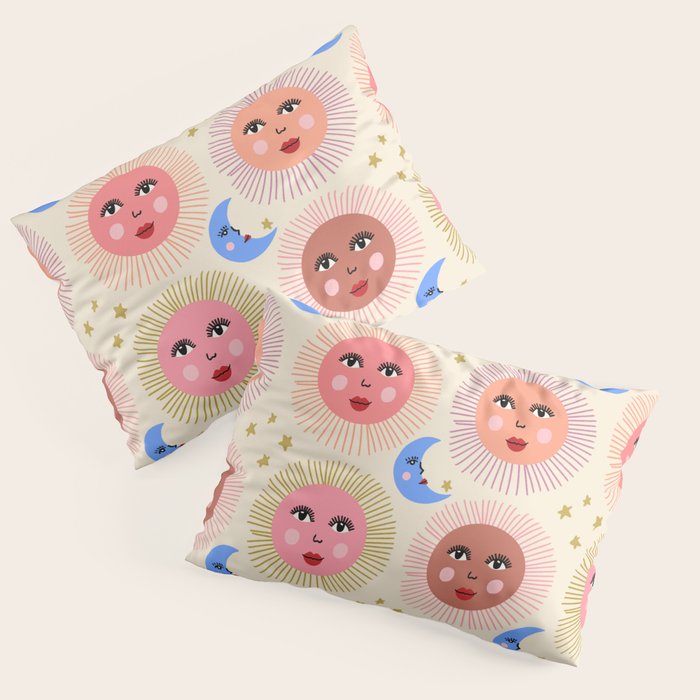 Retro Sun and Moon  Pillow Sham Gallery Image 3