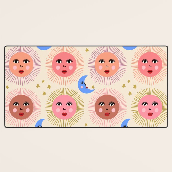 Retro Sun and Moon  Desk Mat Gallery Image 3