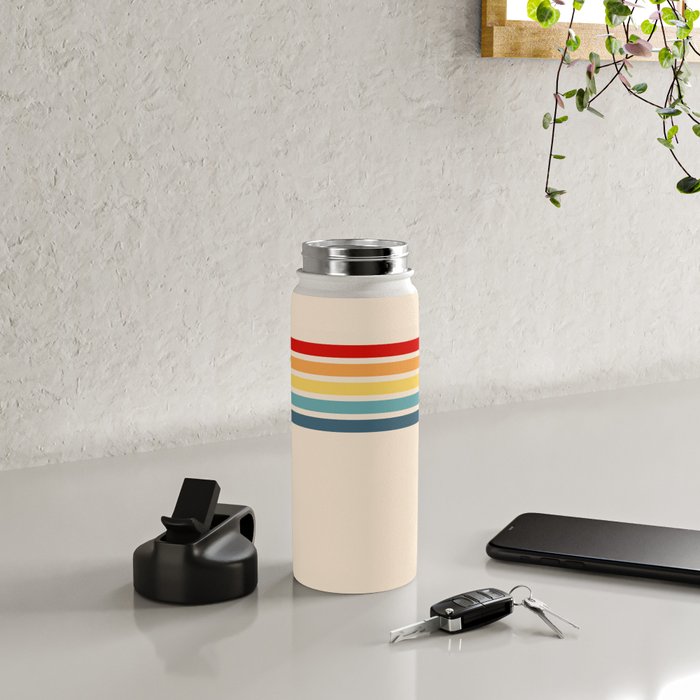 Takaakira - Classic Rainbow Retro Stripes Water Bottle Gallery Image 5