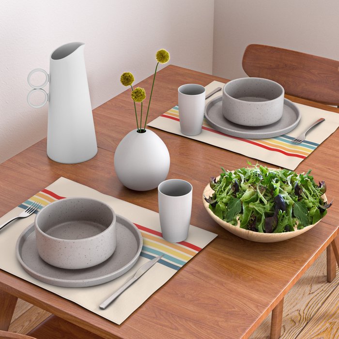 Takaakira - Classic Rainbow Retro Stripes Placemat Gallery Image 2