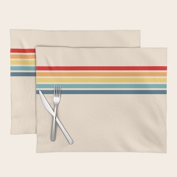 Takaakira - Classic Rainbow Retro Stripes Placemat Gallery Image 1