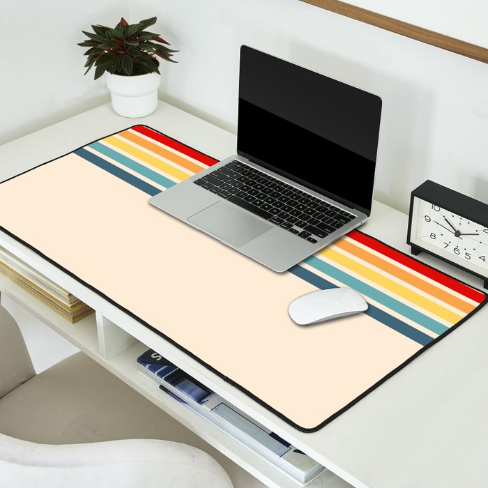 Takaakira - Classic Rainbow Retro Stripes Desk Mat Gallery Image 2