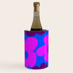 Large Pink and Purple Retro Flowers Blue Background #decor #society6 #buyart Wine Chiller Gallery Image 2