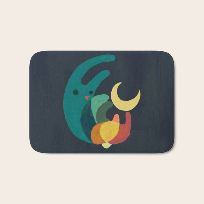 Rabbit and crescent moon Bath Mat Gallery Image 1