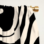 Retro Liquid Swirl Abstract in Black and Almond Cream  Window Curtain Gallery Image 2