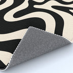 Retro Liquid Swirl Abstract in Black and Almond Cream  Rug Gallery Image 4