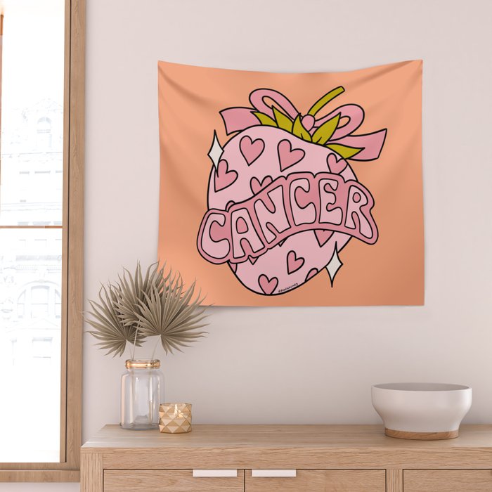 Cancer Zodiac Strawberry Wall Tapestry Gallery Image 2