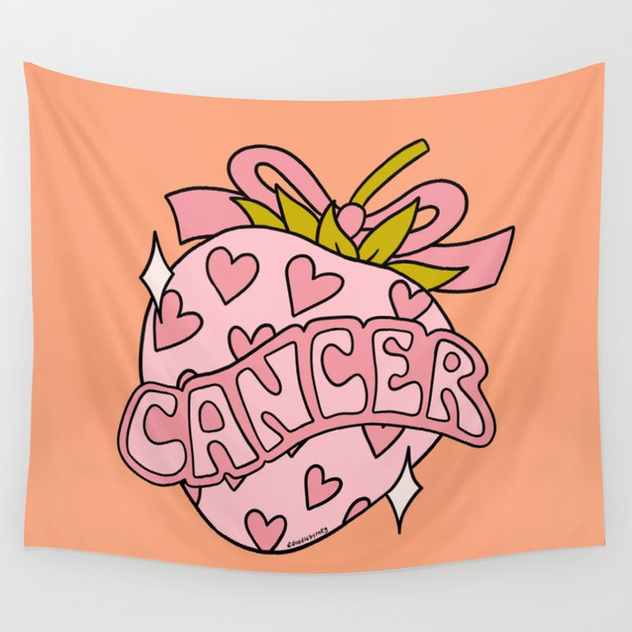 Cancer Zodiac Strawberry Wall Tapestry Gallery Image 4