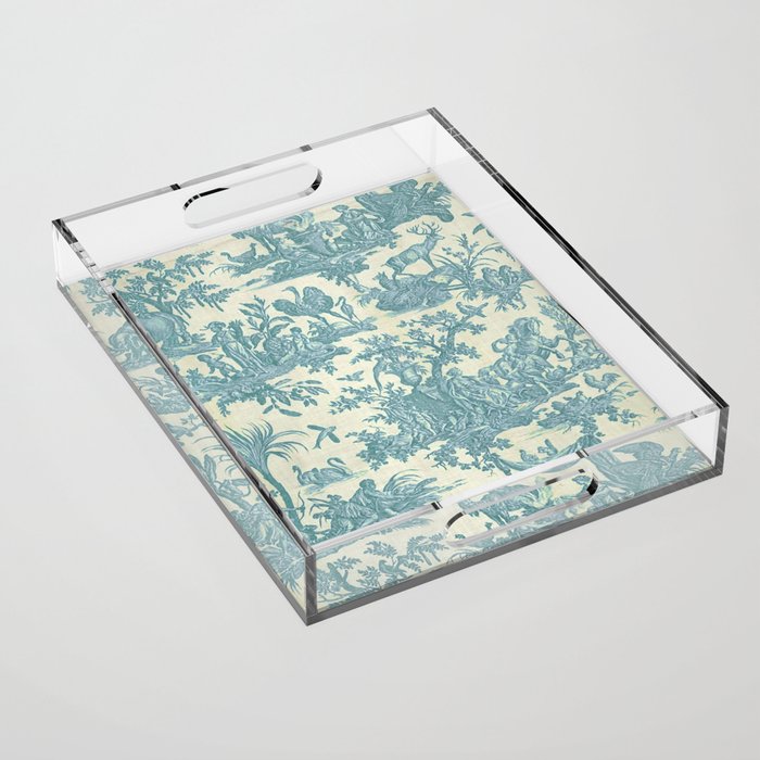 Antique 19th Century French Chateau Toile de Jouy Acrylic Tray Gallery Image 1