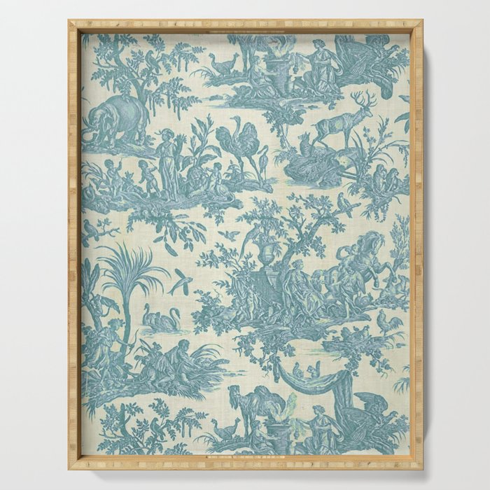 Antique 19th Century French Chateau Toile de Jouy Serving Tray Gallery Image 1