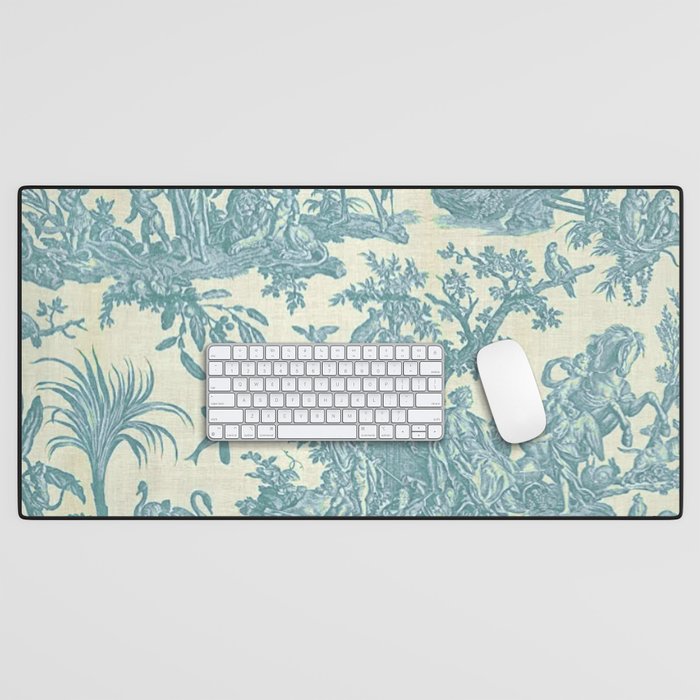 Antique 19th Century French Chateau Toile de Jouy Desk Mat Gallery Image 1