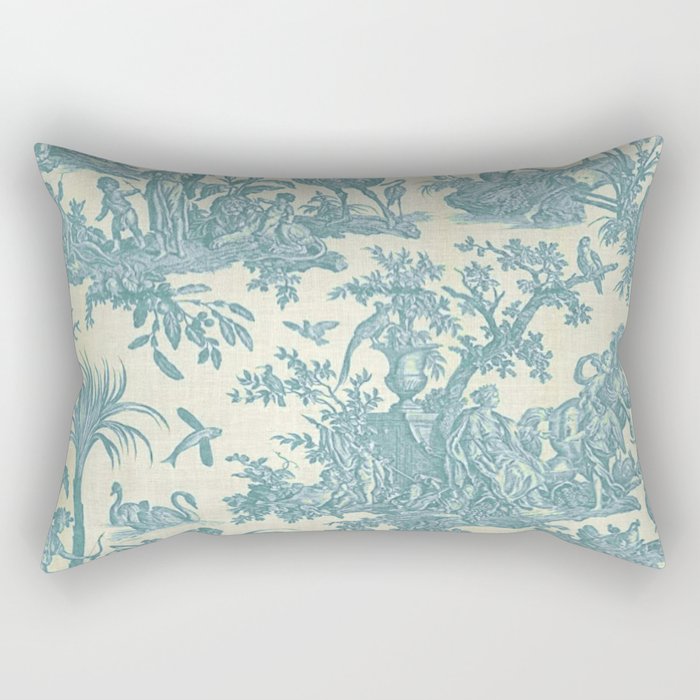 Antique 19th Century French Chateau Toile de Jouy Rectangular Pillow Gallery Image 1