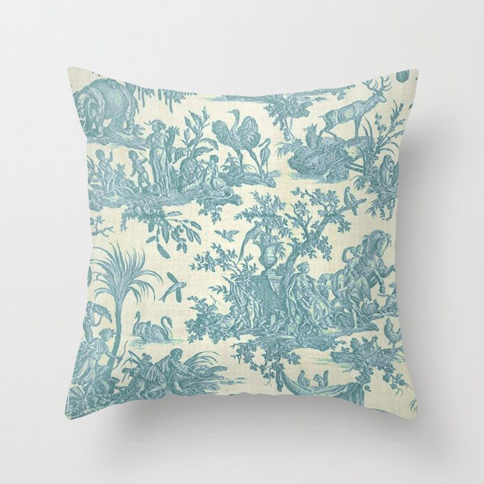Antique 19th Century French Chateau Toile de Jouy Throw Pillow Gallery Image 1