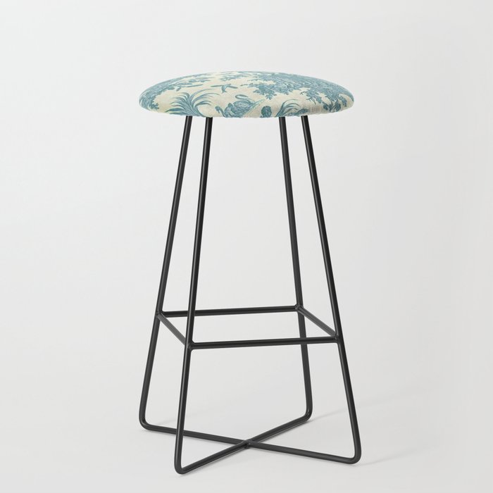 Antique 19th Century French Chateau Toile de Jouy Stool Gallery Image 1