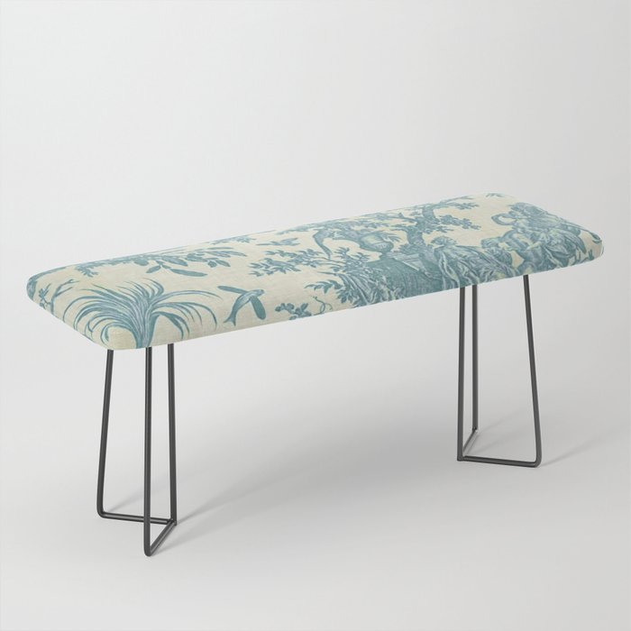 Antique 19th Century French Chateau Toile de Jouy Bench Gallery Image 1