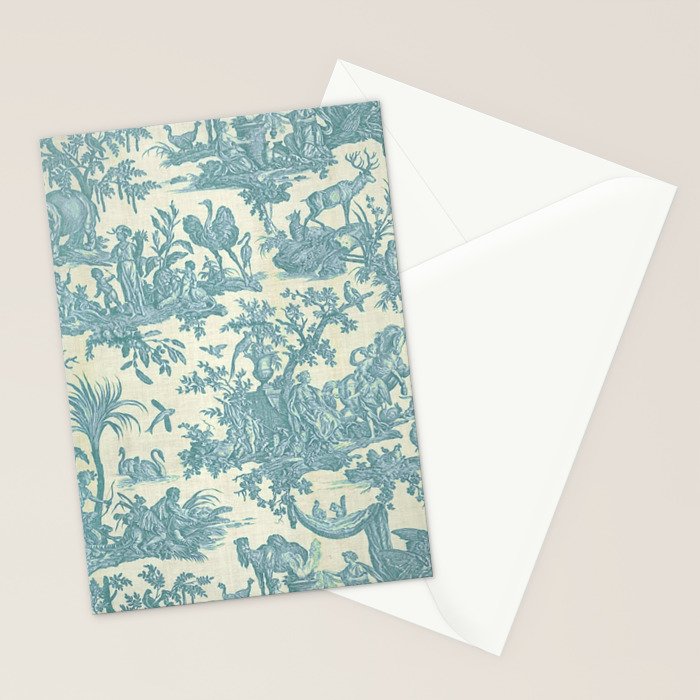 Antique 19th Century French Chateau Toile de Jouy Stationery Card Gallery Image 2