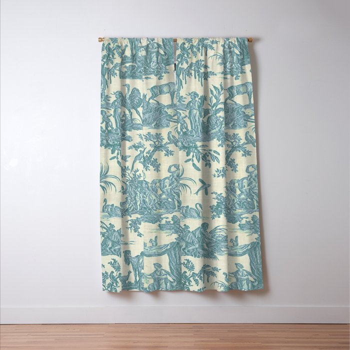 Antique 19th Century French Chateau Toile de Jouy Window Curtain Gallery Image 3