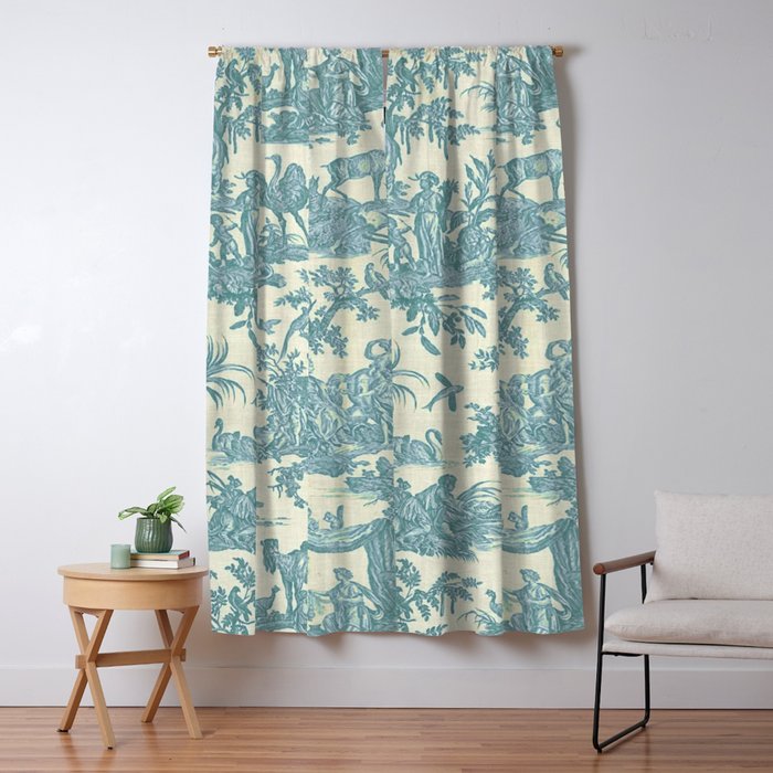 Antique 19th Century French Chateau Toile de Jouy Window Curtain Gallery Image 5