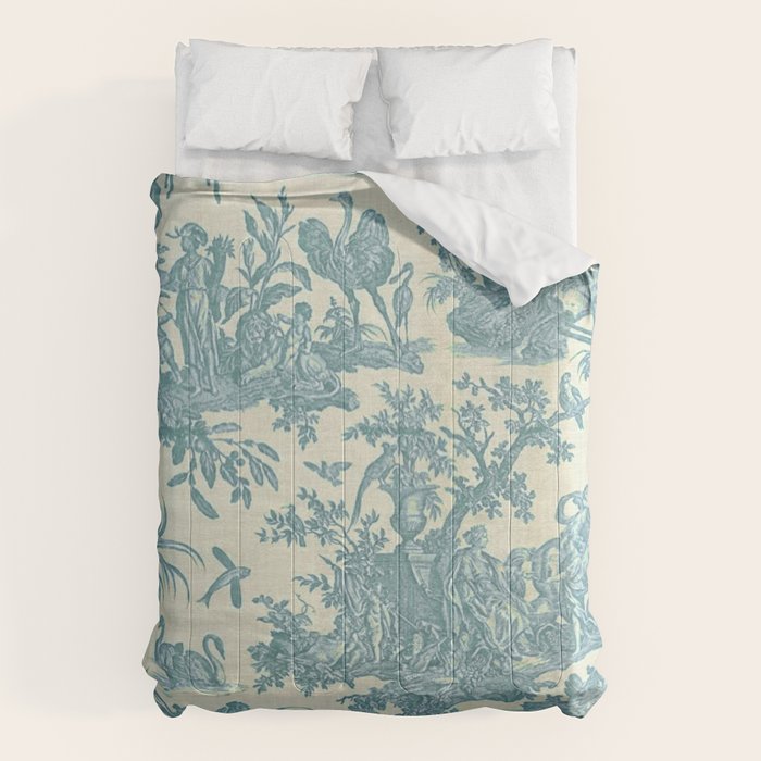 Antique 19th Century French Chateau Toile de Jouy Comforter Gallery Image 1