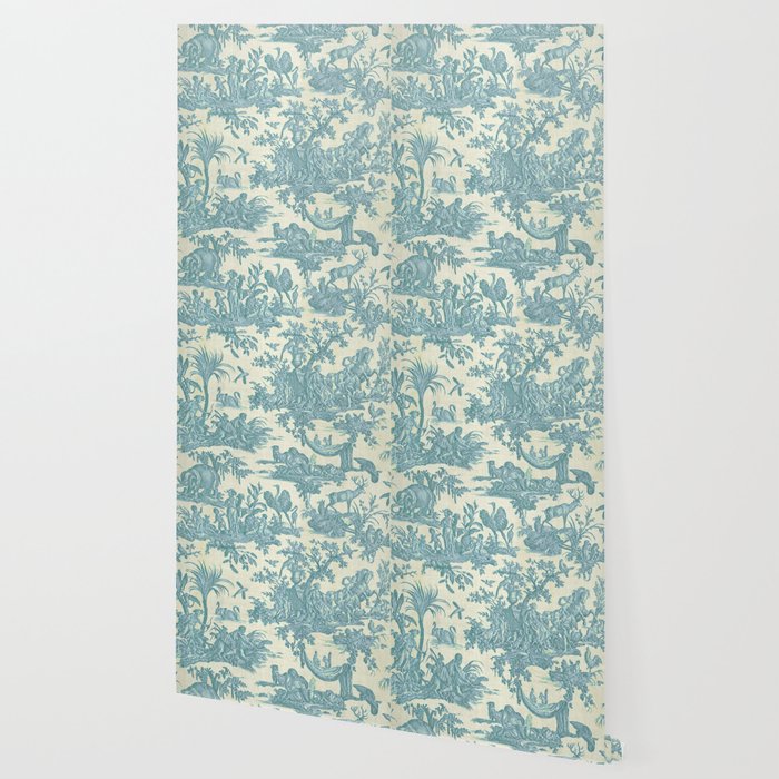 Antique 19th Century French Chateau Toile de Jouy Wallpaper Gallery Image 2