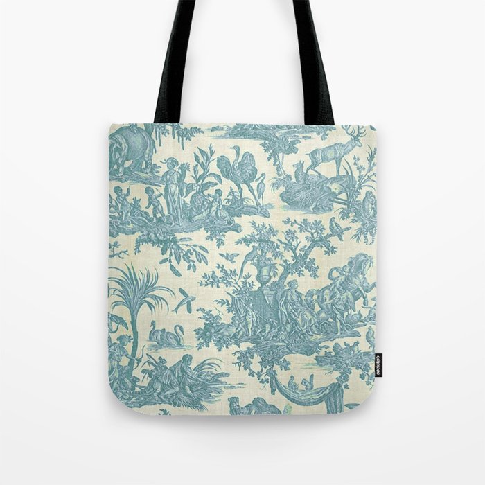 Antique 19th Century French Chateau Toile de Jouy Tote Bag Gallery Image 1