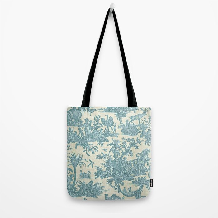 Antique 19th Century French Chateau Toile de Jouy Tote Bag Gallery Image 2