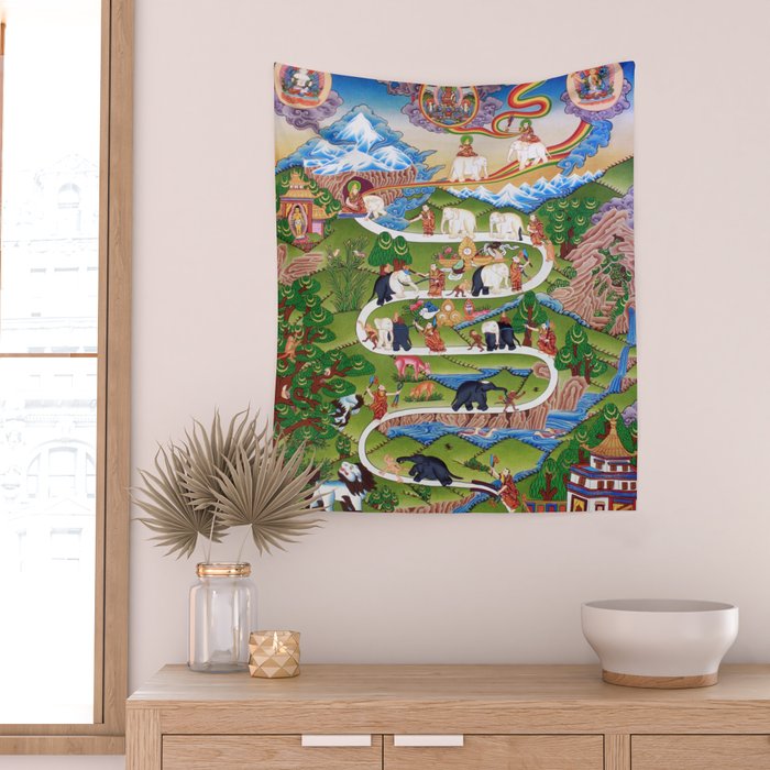 The Nine Mental Abidings Buddhist Path of Samatha Wall Tapestry Gallery Image 2
