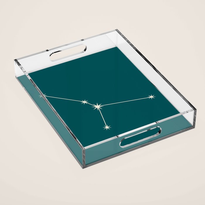 Cancer Zodiac Star Constellation Line Art Deep Teal Acrylic Tray Gallery Image 1