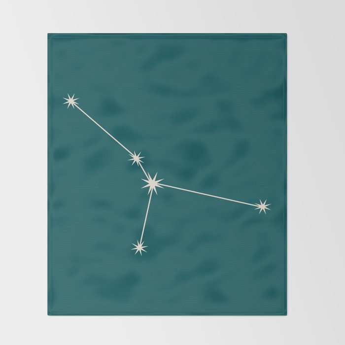 Cancer Zodiac Star Constellation Line Art Deep Teal Throw Blanket Gallery Image 2