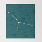 Cancer Zodiac Star Constellation Line Art Deep Teal Throw Blanket Gallery Image 2