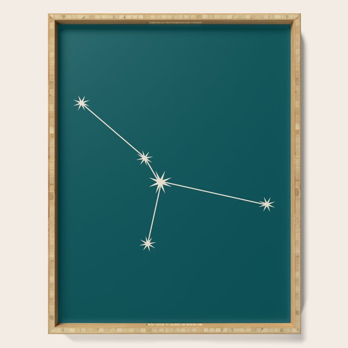 Cancer Zodiac Star Constellation Line Art Deep Teal Serving Tray Gallery Image 1