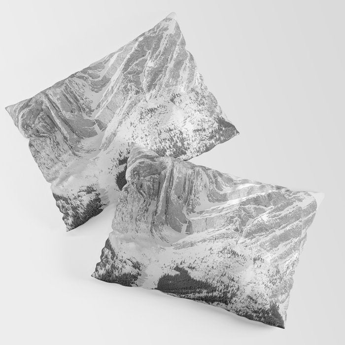 Rocky Mountains Black and White Pillow Sham Gallery Image 3