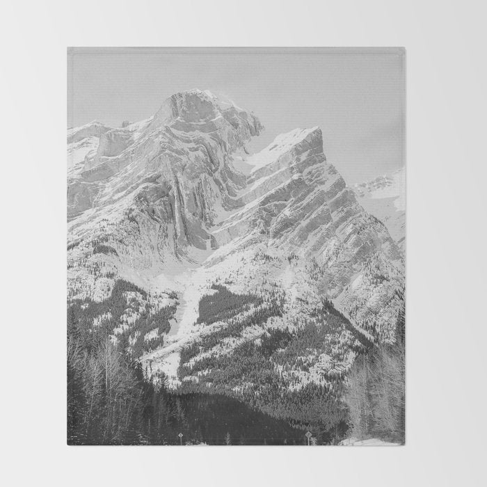 Rocky Mountains Black and White Throw Blanket Gallery Image 2
