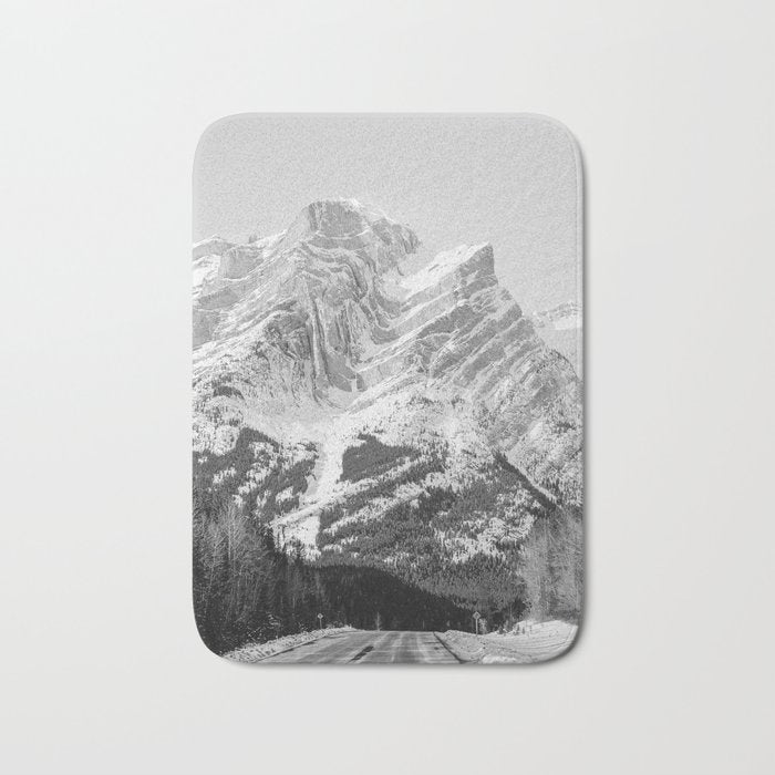 Rocky Mountains Black and White Bath Mat Gallery Image 1