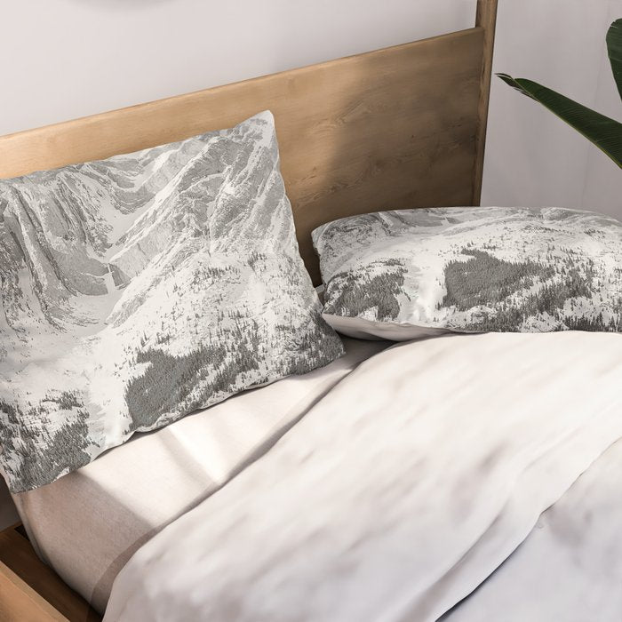 Rocky Mountains Black and White Pillow Sham Gallery Image 2