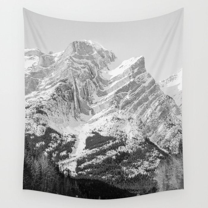 Rocky Mountains Black and White Wall Tapestry Gallery Image 1